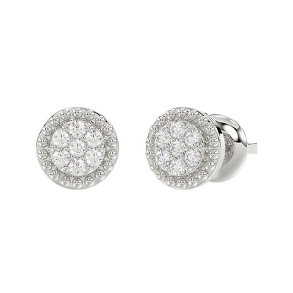 LADIES EARRINGS 0.20CT ROUND DIAMOND 14K WHITE GOLD
