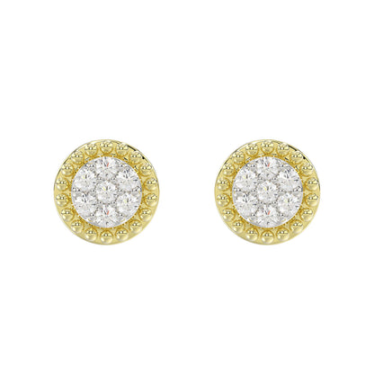 LADIES EARRINGS 0.20CT ROUND DIAMOND 14K YELLOW GOLD