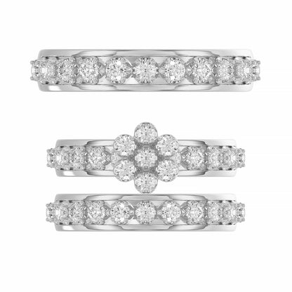 LADIES TRIO RING 1.30CT ROUND DIAMOND 10K WHITE GOLD