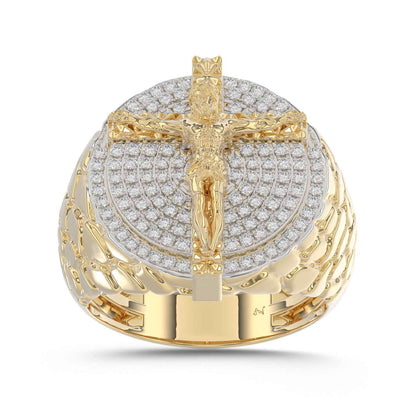 MEN'S RING 0.50CT ROUND DIAMOND 10K YELLOW GOLD