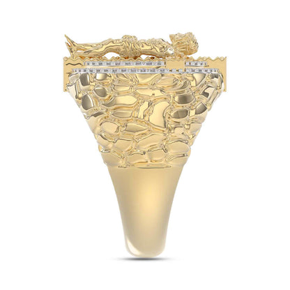 MEN'S RING 0.50CT ROUND DIAMOND 10K YELLOW GOLD
