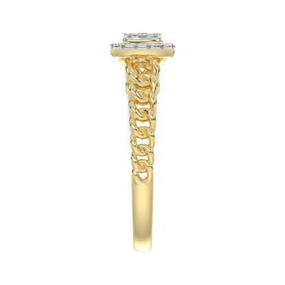 14K Yellow Gold Fashion Ladies Ring with 0.20 CT Round/Baguette Cut Diamond