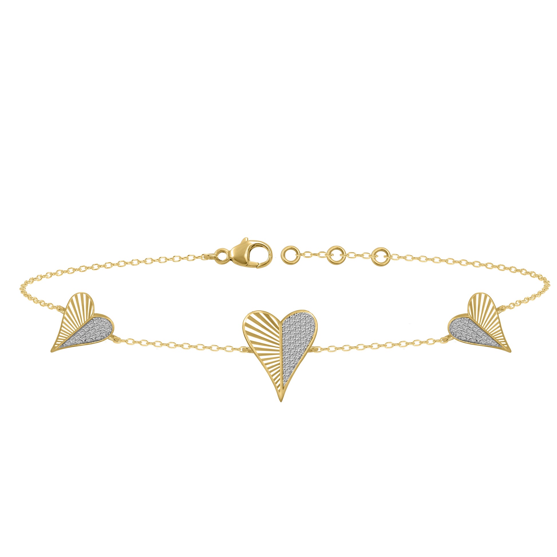 LADIES BRACELET 0.25CT ROUND DIAMOND 10K YELLOW GOLD
