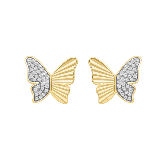 LADIES EARRINGS 0.16CT ROUND DIAMOND 10K YELLOW GOLD