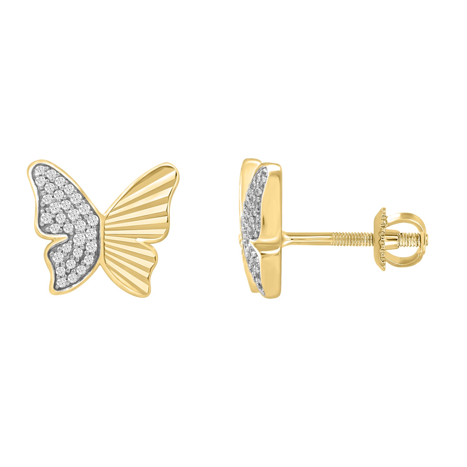LADIES EARRINGS 0.16CT ROUND DIAMOND 10K YELLOW GOLD