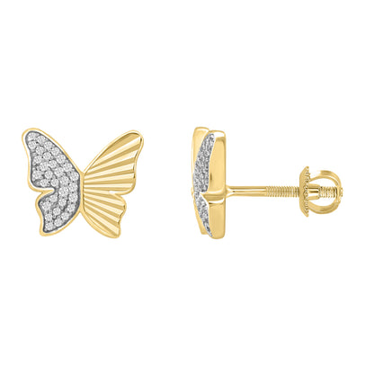 LADIES EARRINGS 0.16CT ROUND DIAMOND 10K YELLOW GOLD