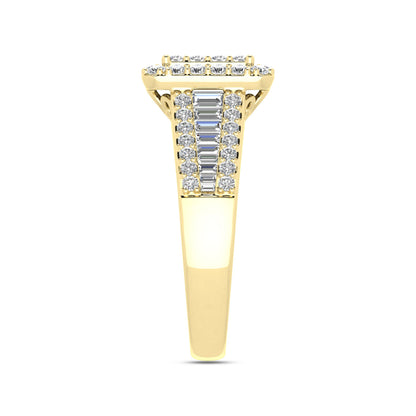 LADIES RING 1.00CT ROUND/BAGUETTE DIAMOND 10K YELLOW GOLD