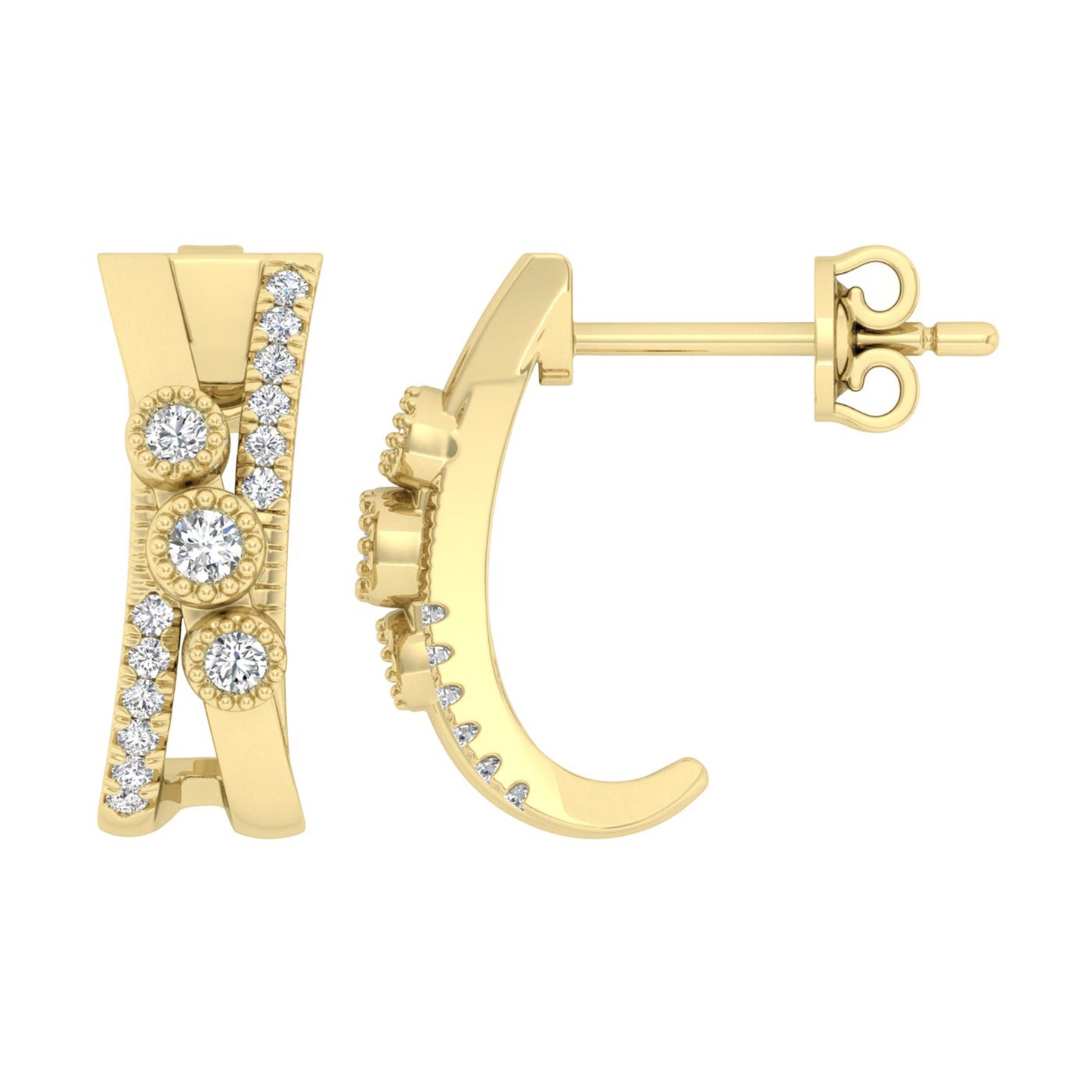 LADIES EARRINGS 0.30CT ROUND DIAMOND 10K YELLOW GOLD