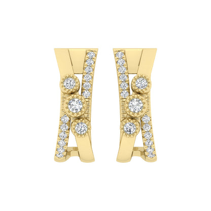 LADIES EARRINGS 0.30CT ROUND DIAMOND 10K YELLOW GOLD