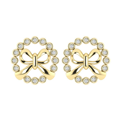 LADIES EARRINGS 0.25CT ROUND DIAMOND 10K YELLOW GOLD
