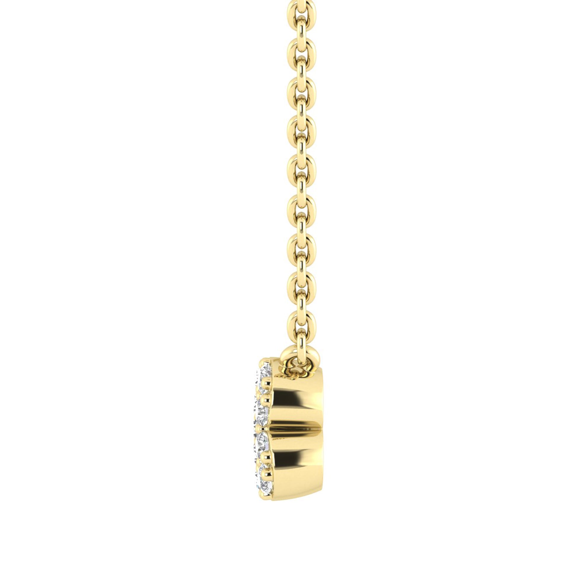 LADIES PENDANT WITH CHAIN 0.25CT ROUND/BAGUETTE DIAMOND 14K YELLOW GOLD