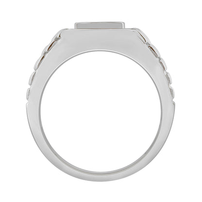 “Elegant Men’S Fashion Ring 0.10Ct Round Diamond Sterling Silver White Luxury Statement Jewelry For Men