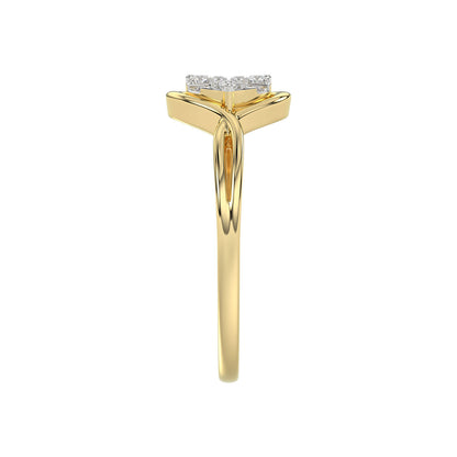 LADIES RING 0.15CT ROUND/BAGUETTE DIAMOND 10K YELLOW GOLD