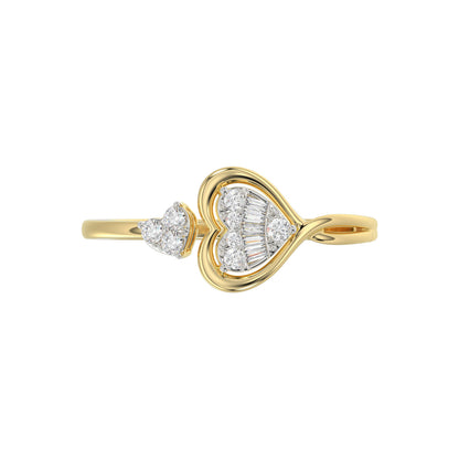 LADIES RING 0.15CT ROUND/BAGUETTE DIAMOND 10K YELLOW GOLD