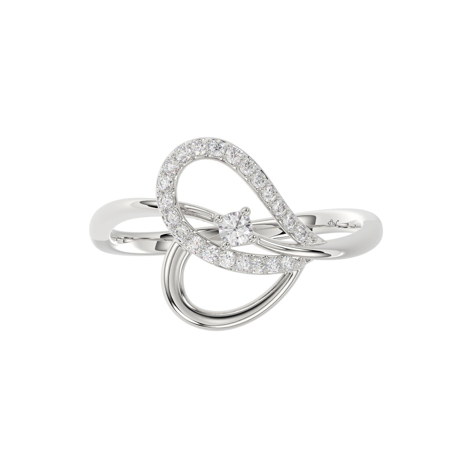 Ladies Elysian Heart Ring 0.15Ct Round Diamond Sterling Silver White – Romantic Fine Jewelry For Women