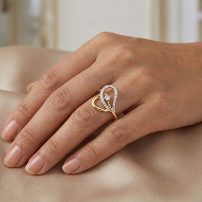 LADIES RING 0.15CT ROUND DIAMOND 10K YELLOW GOLD