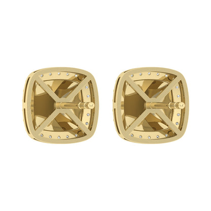 “Ladies Nugget Halo Fashion Earrings 0.25Ct Round Diamond 10K Yellow Gold – Fashionable Women’S Jewelry Gift