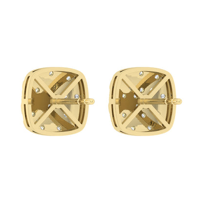 “Ladies Nugget-Fashion Earrings 0.15Ct Round Diamond 10K Yellow Gold – Elegant Women’S Fashion Jewelry Gift