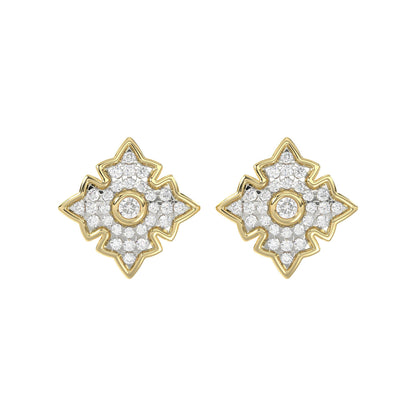 LADIES EARRING 0.25CT ROUND DIAMOND 10K YELLOW GOLD