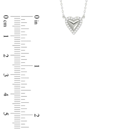 Round Diamond Heart Necklace, 0.10Ct Sterling Silver  Love Necklace, Minimal Heart Charm Pendant For Your Loved One, Girlfriend Gift