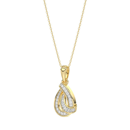 LADIES PENDANT 0.15CT ROUND/BAGUETTE DIAMOND 10K YELLOW GOLD