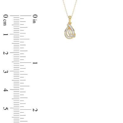 LADIES PENDANT 0.15CT ROUND/BAGUETTE DIAMOND 10K YELLOW GOLD