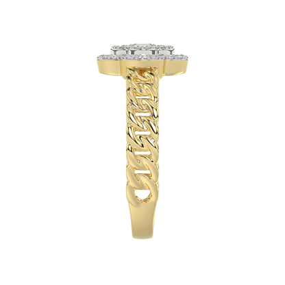 LADIES RING 0.25CT ROUND/BAGUETTE DIAMOND 10K YELLOW GOLD
