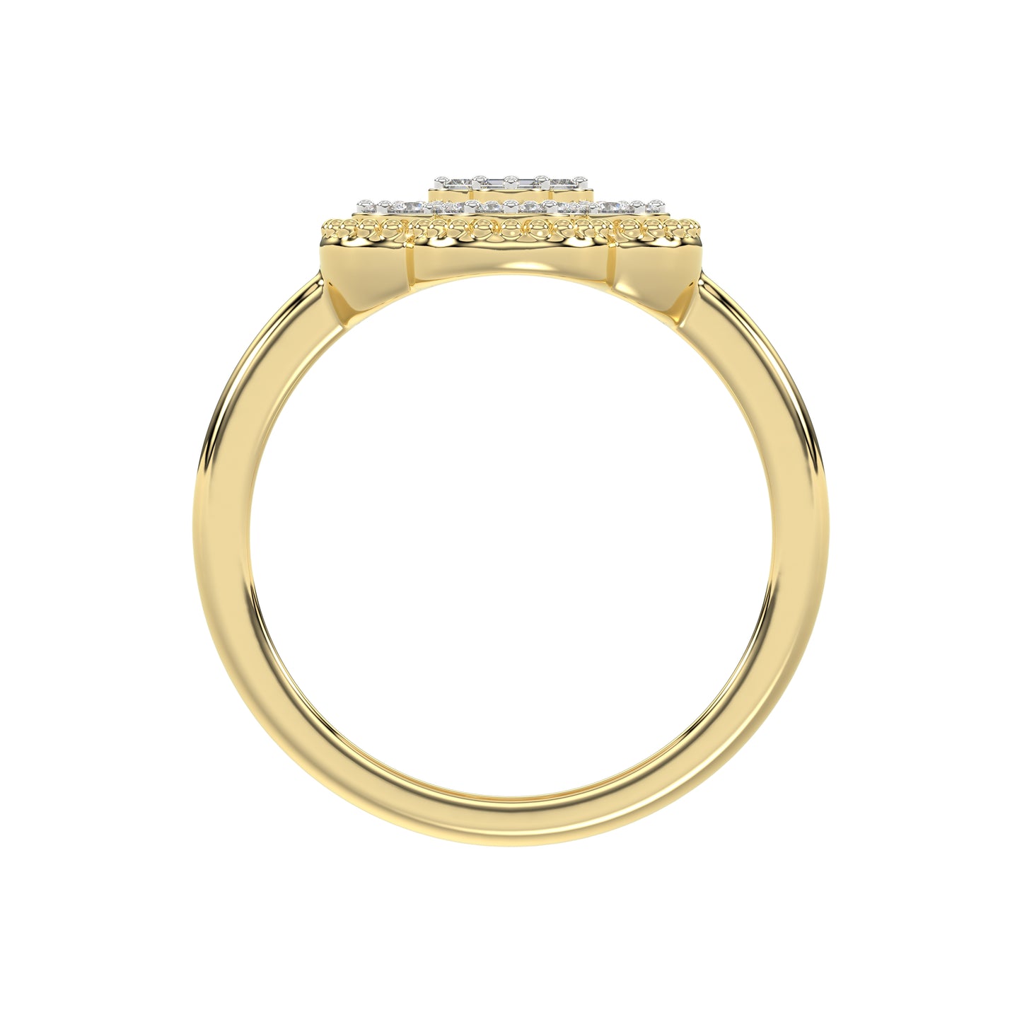 LADIES RING 0.25CT ROUND/BAGUETTE DIAMOND 10K YELLOW GOLD