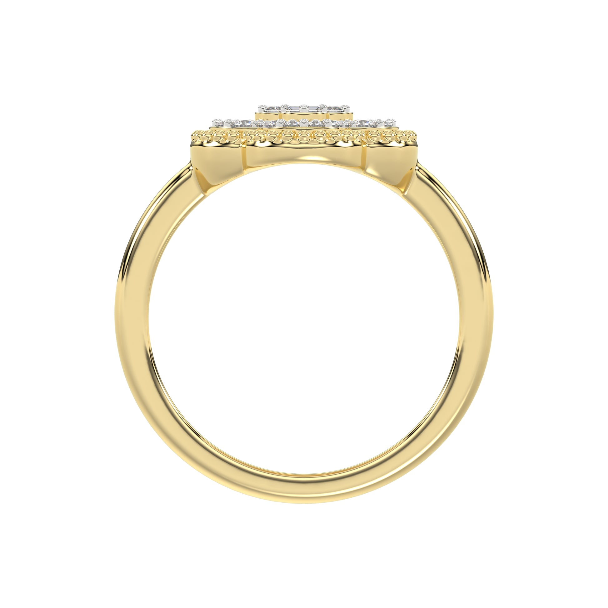 LADIES RING 0.25CT ROUND/BAGUETTE DIAMOND 10K YELLOW GOLD