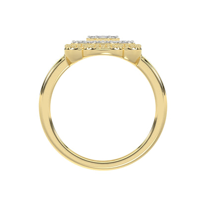 LADIES RING 0.25CT ROUND/BAGUETTE DIAMOND 10K YELLOW GOLD