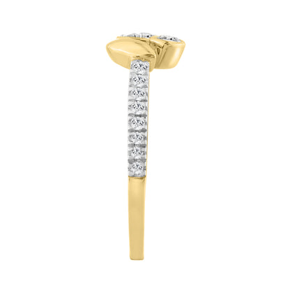 Elegance Ladies Round Diamond Cluster Fashion Ring In 10K Yellow Gold – Marquise Design