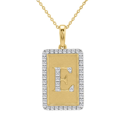10K Yellow Gold letter 'E' Fashion Pendant With Chain - 0.20 CT Round Diamond Ladies Jewelry Gift