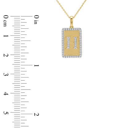10K Yellow Gold letter 'H' Fashion Pendant With Chain - 0.20 CT Round Diamond Ladies Jewelry Gift
