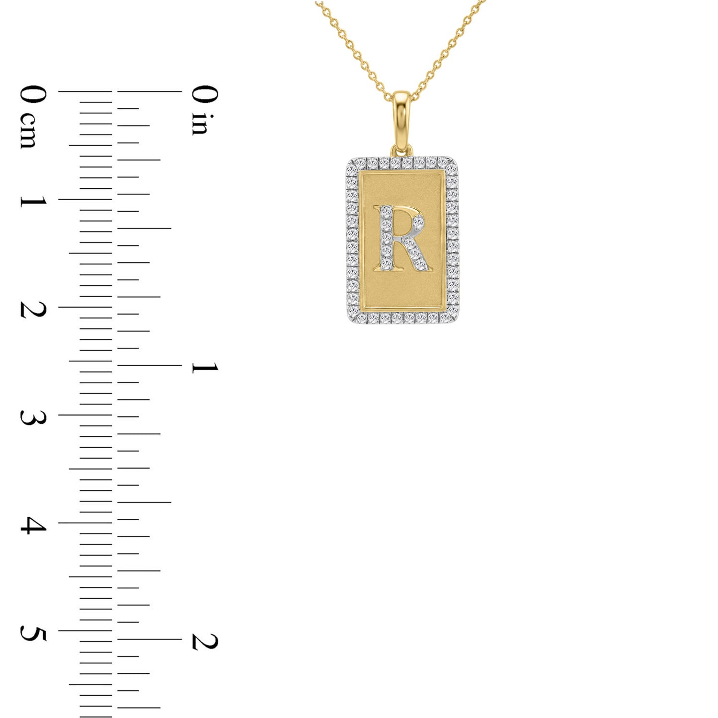 Elegant Ladies 0.20Ct Round Diamond “R Alphabet Fashion Pendant With Chain – 10K Yellow Gold