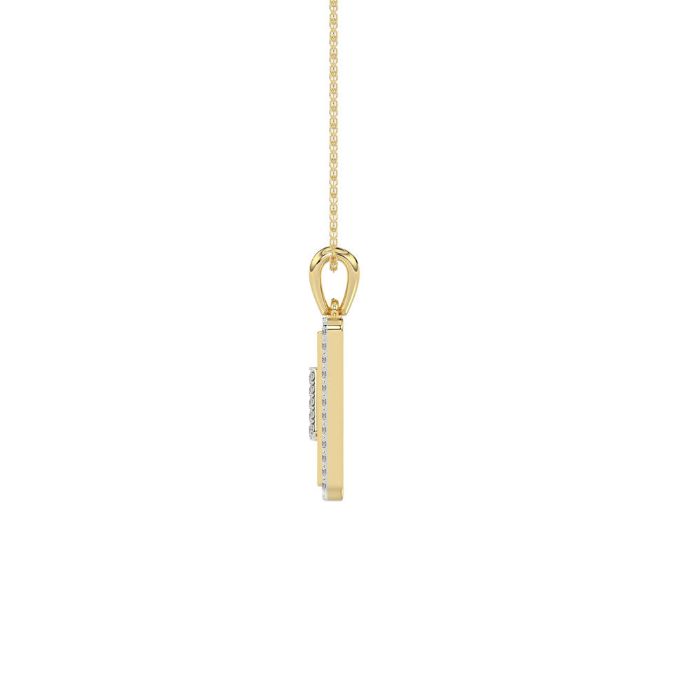 10K Yellow Gold letter 'I' Fashion Pendant With Chain - 0.20 CT Round Diamond Ladies Jewelry Gift
