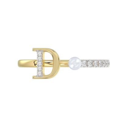 LADIES RING 0.10CT ROUND/PEARL DIAMOND 10K YELLOW GOLD