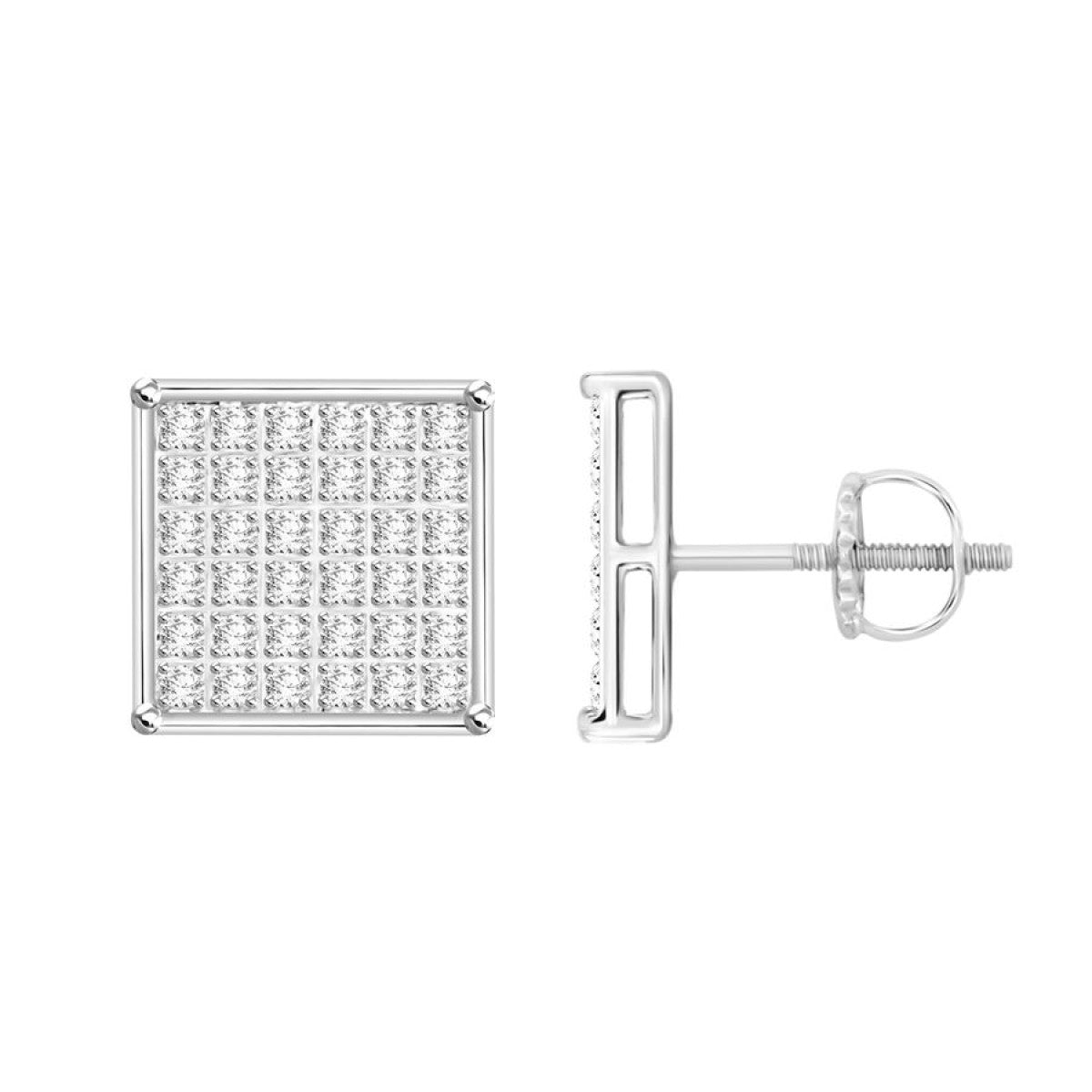 Sterling Silver 0.25Ct Round Diamond 4 Prong Square Cluster Earrings Elegant Yuva Fashion Earrings