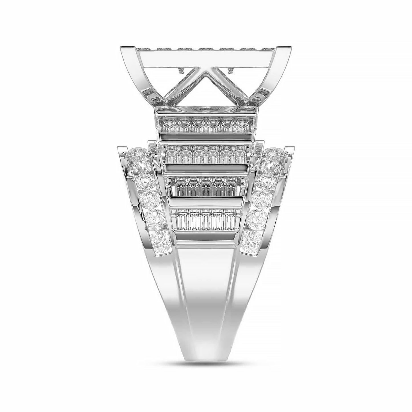 LADIES RING 4.00CT ROUND/PRINCESS/BAGUETTE DIAMOND 10K WHITE GOLD