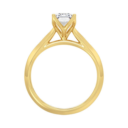 LADIES SOLITAIRE RING 2CT EMERALD DIAMOND 14K YELLOW GOLD
