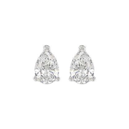 LADIES SOLITAIRE EARRINGS 3CT PEAR DIAMOND 14K WHITE GOLD