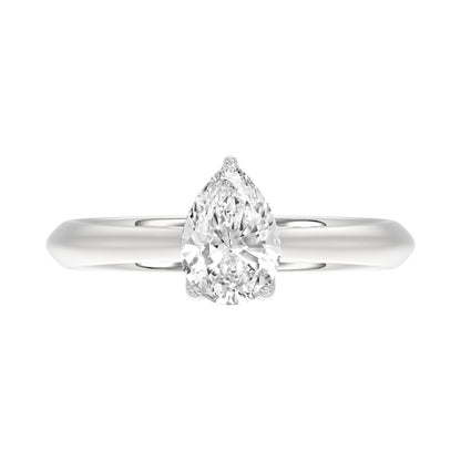 LADIES SOLITAIRE RING 1CT PEAR DIAMOND 14K WHITE GOLD