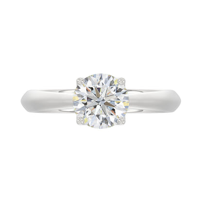 LADIES SOLITAIRE RING 1 1/2CT ROUND DIAMOND 14K WHITE GOLD