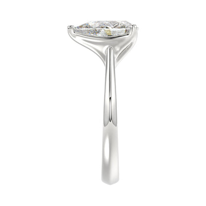 LADIES SOLITAIRE RING 3CT PEAR DIAMOND 14K WHITE GOLD
