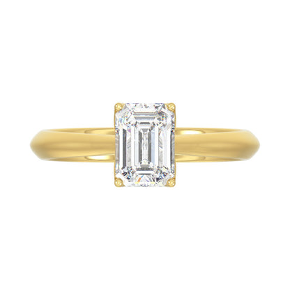 LADIES SOLITAIRE RING 1 1/2CT EMERALD DIAMOND 14K YELLOW GOLD