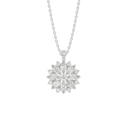 LADIES PENDANT WITH CHAIN 1CT ROUND/MARQUISE DIAMOND 14K WHITE GOLD