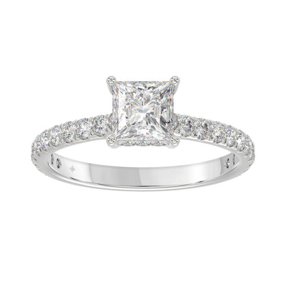 LADIES RING 1 1/2CT ROUND/PRINCESS DIAMOND 14K WHITE GOLD (CENTER STONE PRINCESS DIAMOND 1CT)
