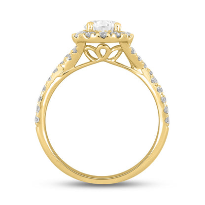 14K YELLOW GOLD 1 3/4CT ROUND/PEAR DIAMOND LADIES RING (CENTER STONE PEAR DIAMOND 1.00CT)