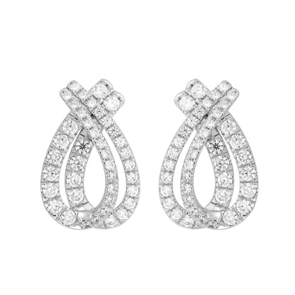 14K WHITE GOLD 2CT ROUND DIAMOND LADIES EARRINGS 