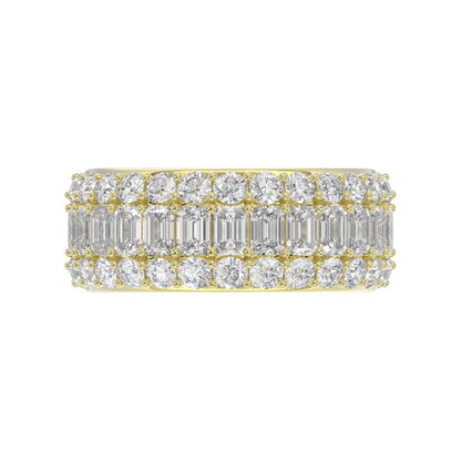 14K YELLOW GOLD 2 1/2CT ROUND/EMERALD DIAMOND LADIES BAND
