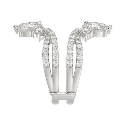 LADIES WRAP RING 2CT ROUND/MARQUISE DIAMOND 14K WHITE GOLD